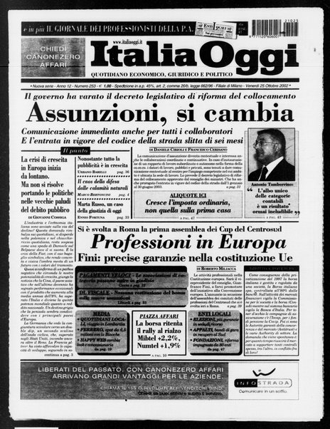 Italia oggi : quotidiano di economia finanza e politica